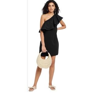 A New‎ Day Black One Shoulder Ruffle Dress - Elegant Party Cocktail - S